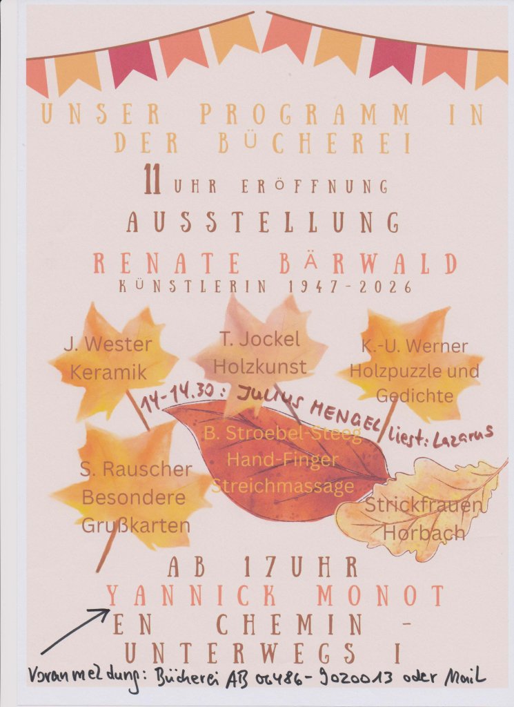 Herbstmarkt Katzenelnbogen 2026. Herbstfest, Bücherei für den Einrich, Bücherei