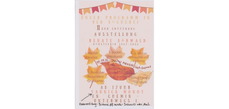 Herbstmarkt Katzenelnbogen 2026. Herbstfest, Bücherei für den Einrich, Bücherei
